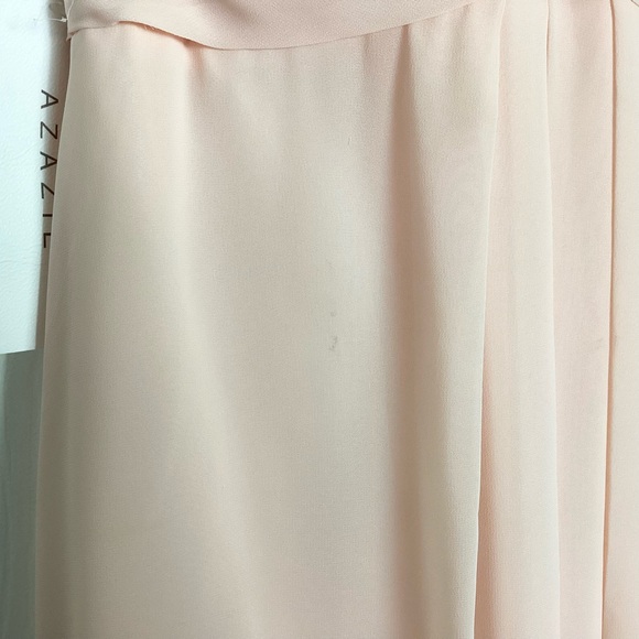 NWT Azazie Ginger A-Line Halter Pleated Chiffon Floor Length Dress Pearl Pink 4 - Picture 12 of 12